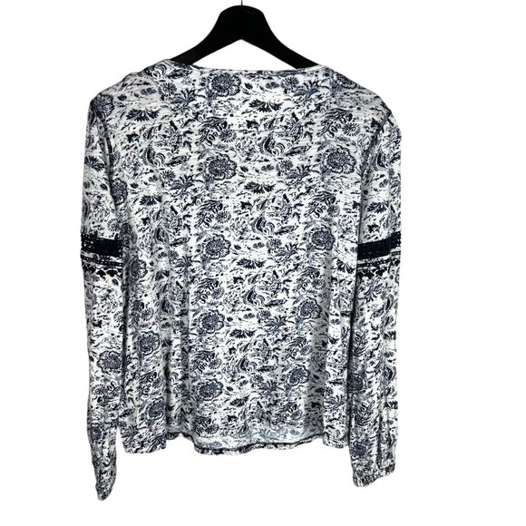 Sundance Liliane Blue White Floral Long Sleeve Crochet Lace Top Small - Picture 2 of 7